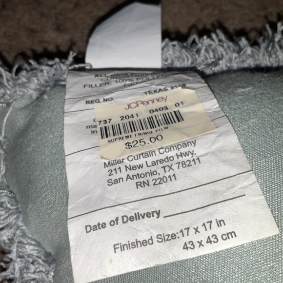JC Penny Supreme Fringe Pillow Home Collection 17X17in 43X43cm - Picture 7 of 9